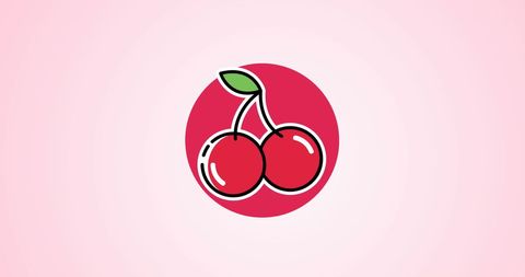 Vibrant Cherry Illustration on Pink Background