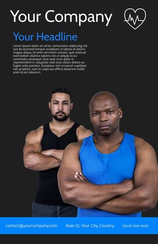 Fitness motivation with two determined men for gym promotions