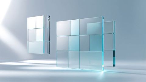futuristic transparent modular glass panels with blue light reflections - Download Free Stock Images Pikwizard.com