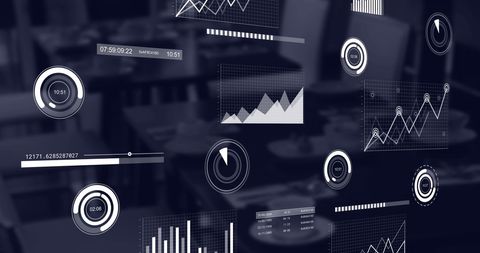 Digital Data Charts Overlay on Dining Table Setting - Download Free Stock Images Pikwizard.com