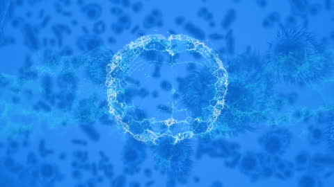Digital Visualization of DNA and Virus Cells on Globe Background