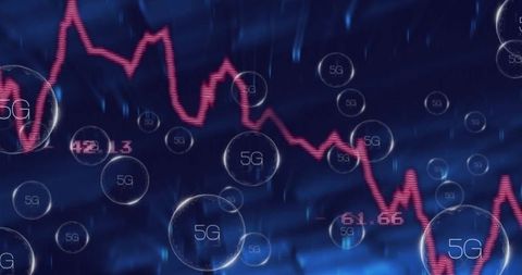 Dynamic Line Chart with 5G Elements and Tech Background