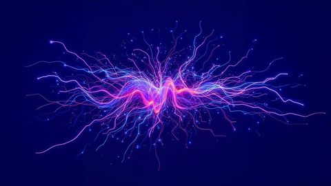 Pulsating neon energy wave with radiant light streaks