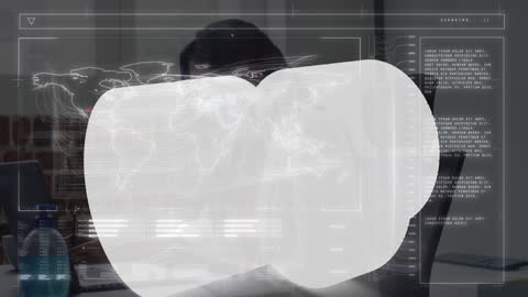 Futuristic Digital Interface Overlay on Professional with Mask