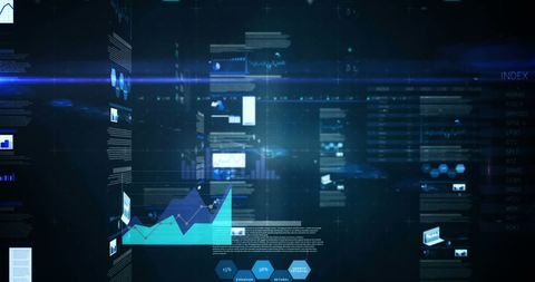 Digital Data Processing Over Diagrams on Black Background - Download Free Stock Images Pikwizard.com