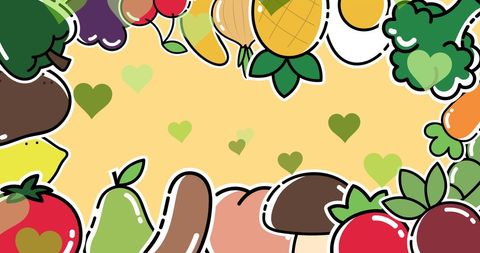 Colorful Fruits and Vegetables Border with Copy Space - Download Free Stock Images Pikwizard.com
