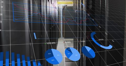 Digital Data Processing over Network Servers with Analytics Charts - Download Free Stock Images Pikwizard.com