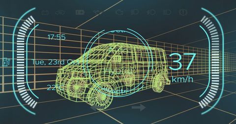 Futuristic Vehicle Interface with Speedometer and 3D Model Design - Download Free Stock Images Pikwizard.com
