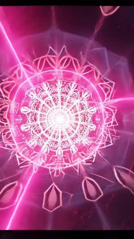 Neon Mandala Radiating Core with Laser Beams Rotating Vertical VJ Loop for Music Visuals