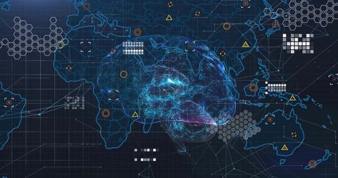 Futuristic Digital Brain Interface with Global Connectivity Integration