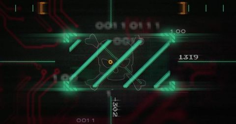 Futuristic Neon Interface with Cyber Hazard Icon