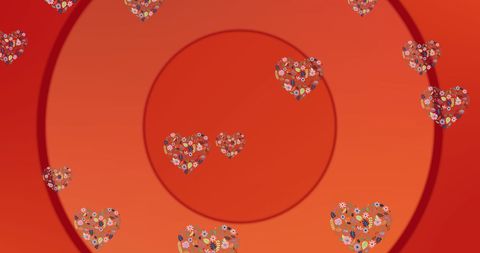 Floral Hearts Floating on Vibrant Red Background - Download Free Stock Images Pikwizard.com