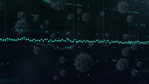 Digital Financial Data Overlay on Virus Particles Animation