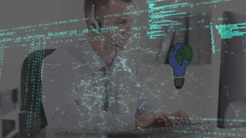 Businessman Engaged in Virtual Data Processing Environment