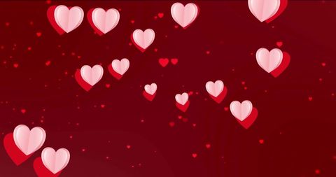 Floating Pink and Red Hearts on Dark Red Background - Download Free Stock Images Pikwizard.com