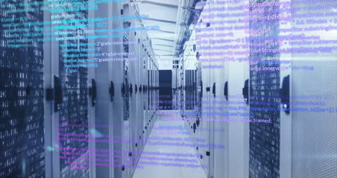 Digital Data Flow in Modern Computer Server Room