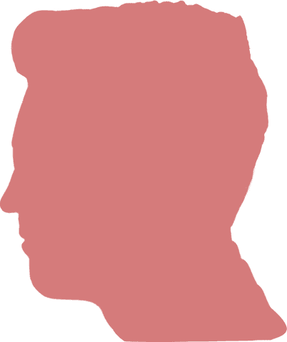 Transparent red silhouette of a man's head on vector background