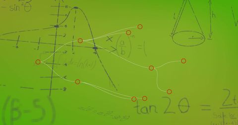 Mathematical Equations and Connected Dots on Green Surface - Download Free Stock Images Pikwizard.com
