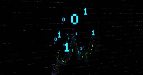 Digitalized Binary Code with Data Stream on Black Background - Download Free Stock Images Pikwizard.com