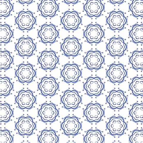 Seamless blue rosette pattern on transparent background