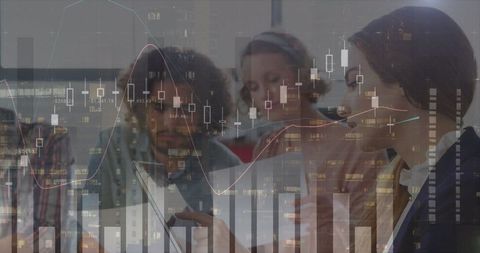 Diverse Team Collaborating on Data Analysis with Graph Overlays - Download Free Stock Images Pikwizard.com