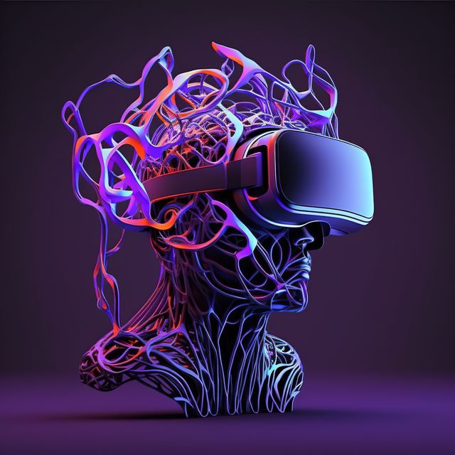 Abstract Wireframe Head with Virtual Reality Headset - Download Free Stock Images Pikwizard.com