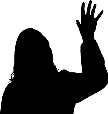 Transparent Silhouette of Businesswoman Pointing Gesture