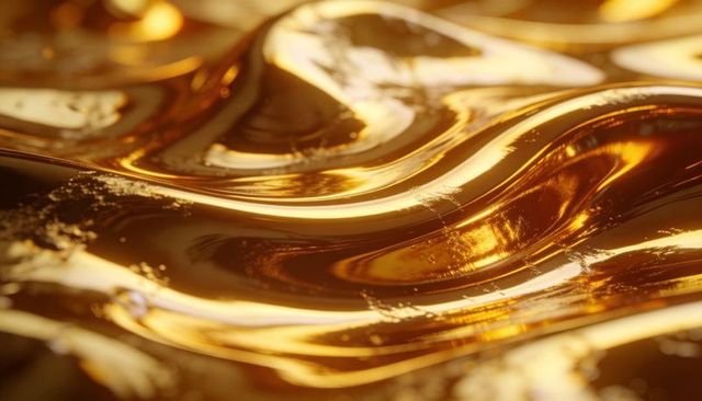 Molten gold rippling shimmering liquid metal macro abstract texture