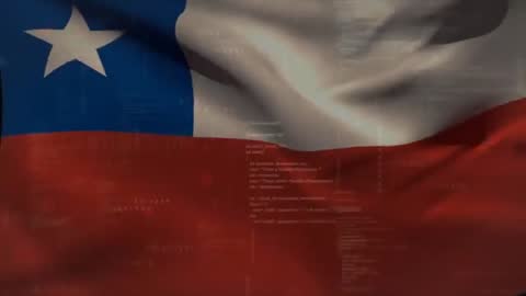 Chilean Flag Flowing in Digital Code Background for Tech Innovation