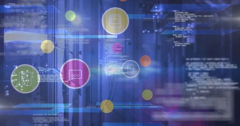 Digital Interface Connections with Data Processing Icons - Download Free Stock Images Pikwizard.com