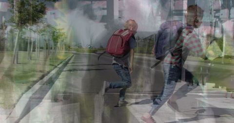 Time-Lapse with Active Youth Overlaid on City Crosswalk