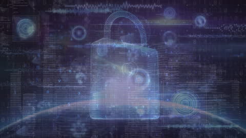 Digital Shield with Data Processing Visuals