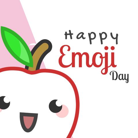 colorful smiling apple emoticon celebrating emoji day - Download Free Stock Templates Pikwizard.com