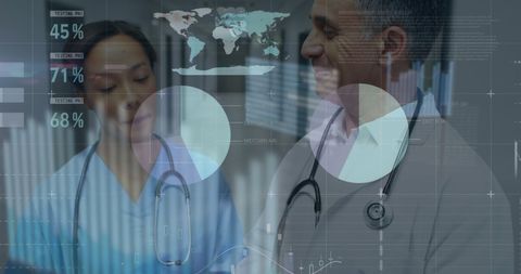 Diverse Doctors Discussing with Finance Graph Overlay - Download Free Stock Images Pikwizard.com