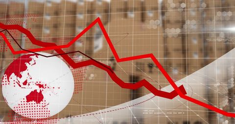 Global Financial Data Analytics with Downward Trend Graph - Download Free Stock Images Pikwizard.com