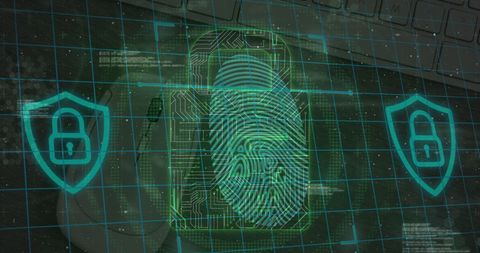 digital security concept with fingerprint and padlock icons - Download Free Stock Images Pikwizard.com