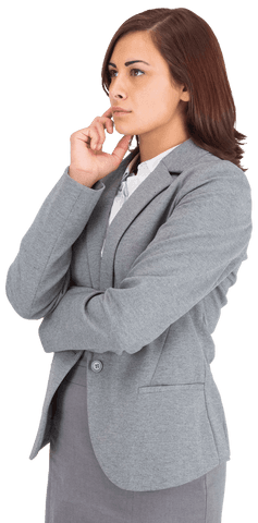 Professional businesswoman deciding thoughts transparent background
