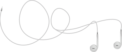 Digital illustration of earphones on transparent background