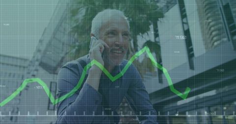 Businessman Analyzing Financial Growth Data Overlaid on Skyscrapers - Download Free Stock Images Pikwizard.com