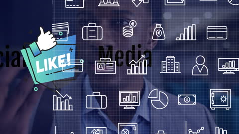 Digital Interface with Business and Social Media Icons