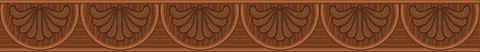 Seamless wooden border with carved fan motifs on transparent background