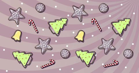 Christmas Cookies Illustrated on Pink Swirl Background - Download Free Stock Images Pikwizard.com
