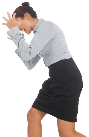 Frustrated Businesswoman Screaming Isolated on Transparent Background