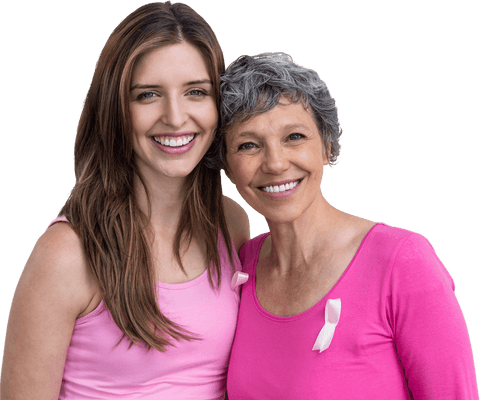 Transparent Smiling Women Promoting Breast Cancer Awareness