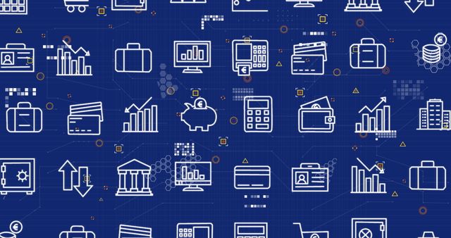 Financial and Business Technology Icons on Digital Interface - Download Free Stock Images Pikwizard.com