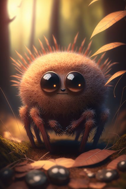 Cute brown spider with orange leaves over forest created using generative ai technology - Download Free Stock Photos Pikwizard.com