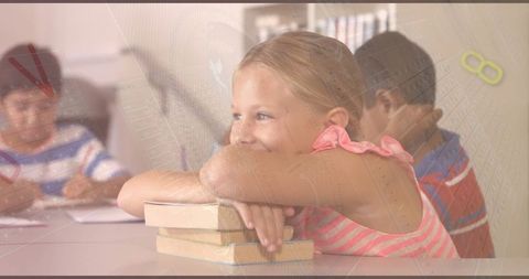 Smiling Schoolgirl Engaged in Classroom Learning Moments