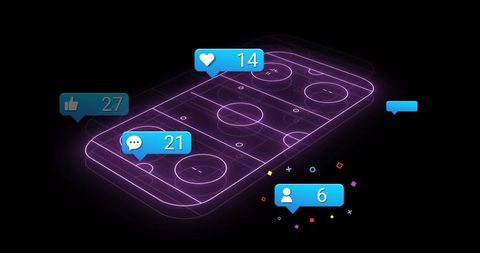 Futuristic Neon Sports Rink with Digital Social Icons