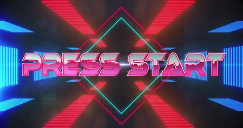 Retro Arcade Game Start Screen with Neon Colors