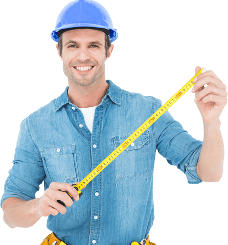 happy architect holding tape measure on transparent background - Download Free Stock Videos Pikwizard.com